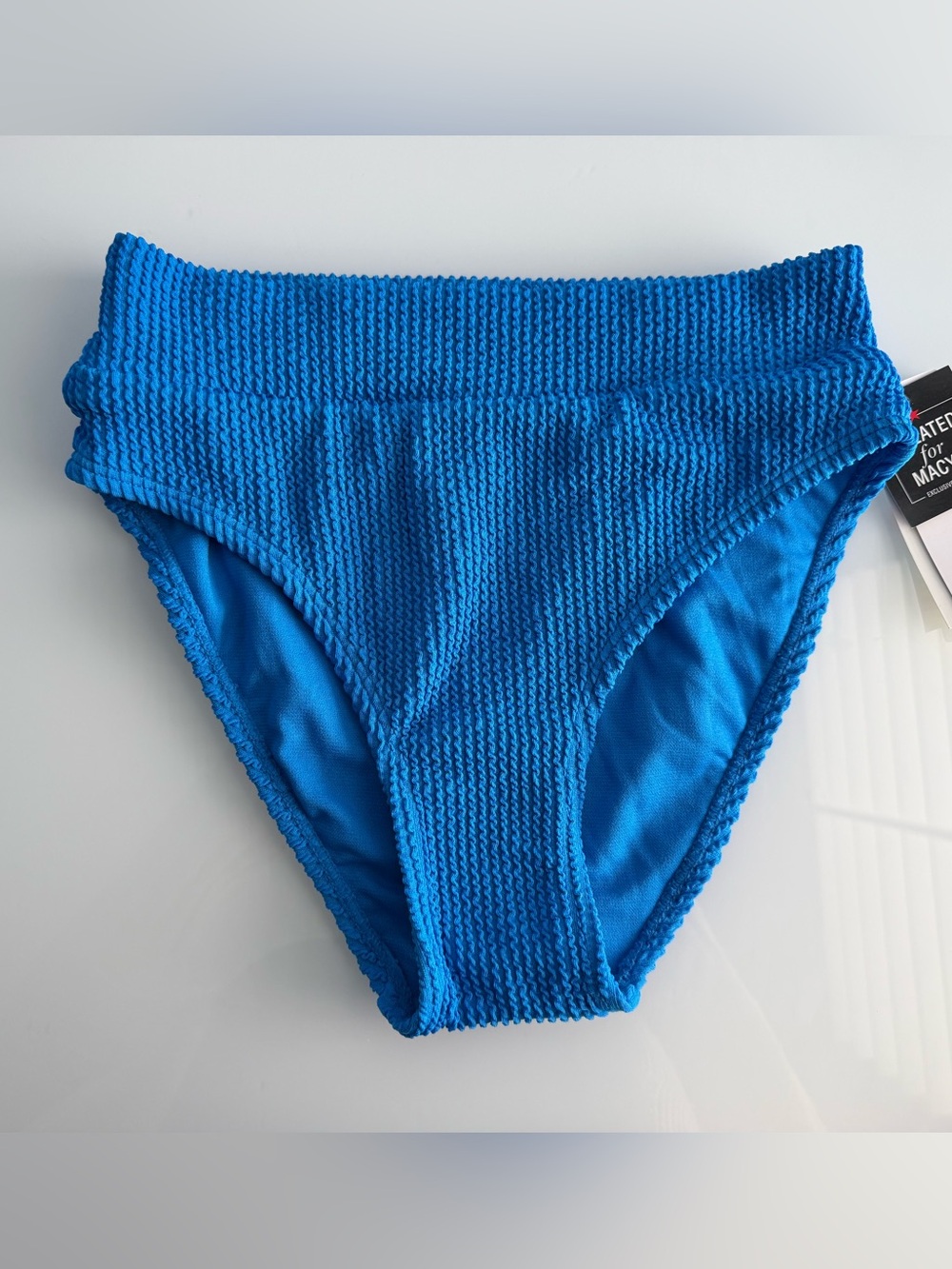 Salt + Cove Juniors' Blue Ribbed High Waist Bikini Swim Bottom Size XL